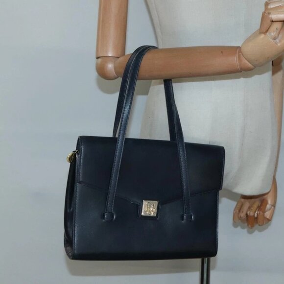 Christian Dior Hand Bag Leather Navy Gold Auth bs22492 - Picture 3 of 16